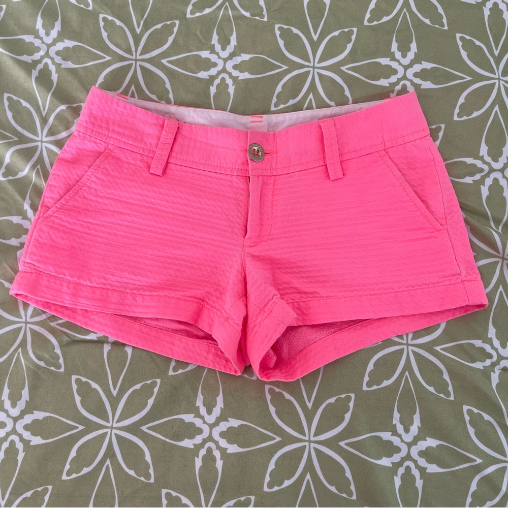 Lilly Pulitzer neon pink Walsh shorts 00 XS textured